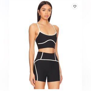 l*space Black Crop Tank with White Contrast Trim